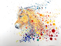 Paard Verzameld Collective ''Pointillism I''. A4, watercolours [available]